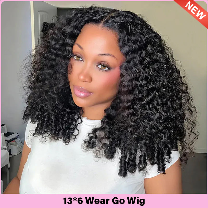 13x6 Burmese Curly Draw String Wear Go Wig HD Lace Bleached Knots Glueless Wig | BGMgirl Hair