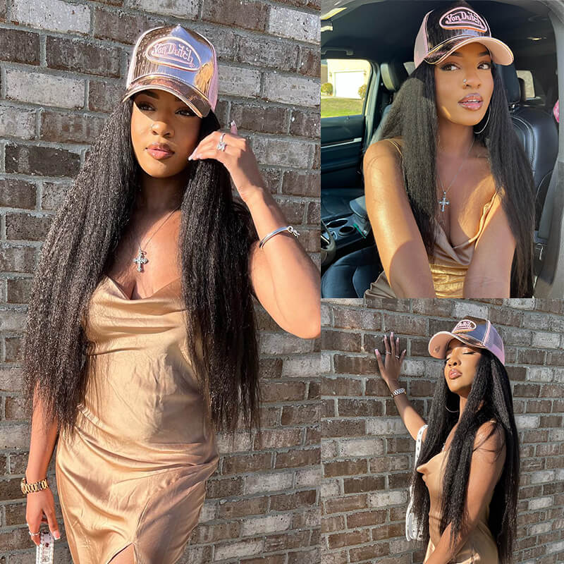 HD Transparent Lace Front Wig Kinky Straight Wig Human Hair For Women High Density