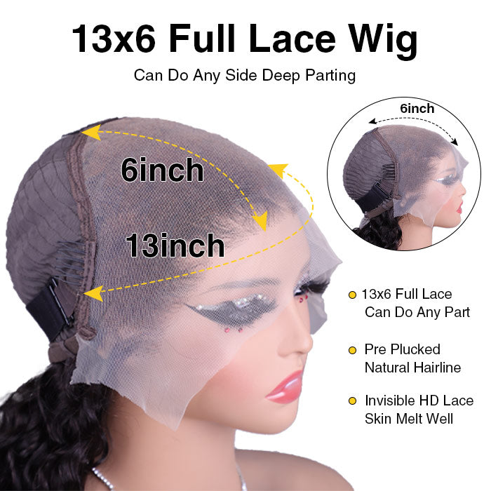 220% Density Deep Wave 13x6 Lace Frontal Wig 100% Human Hair Skin Melt HD Lace Wigs Special Offer
