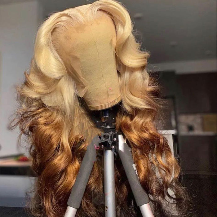 613 Blonde Ombre Lace Front Wig Brazilian Body Wave Human Hair Wigs Pre Plucked