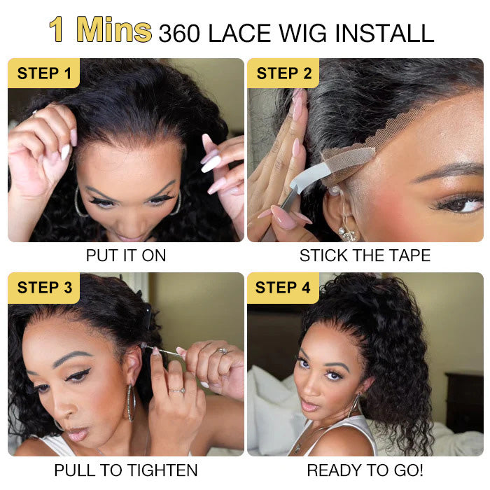 Deep Wave 360 Lace Front Wigs HD Transparent Lace Wig Wet And Wavy Human Hair