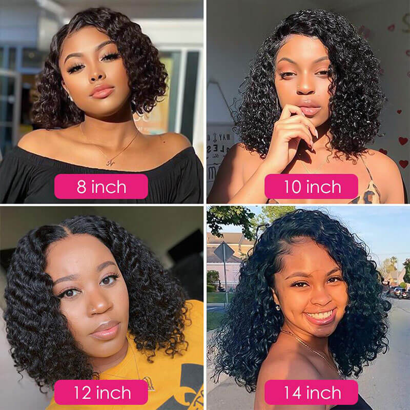 Short Cut 13*4 HD Transparent Lace Bob Wigs Water Wave Lace Front Wig