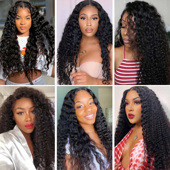 Deep Wave Human Hair 3 Bundles With 4x4 Lace Closure
