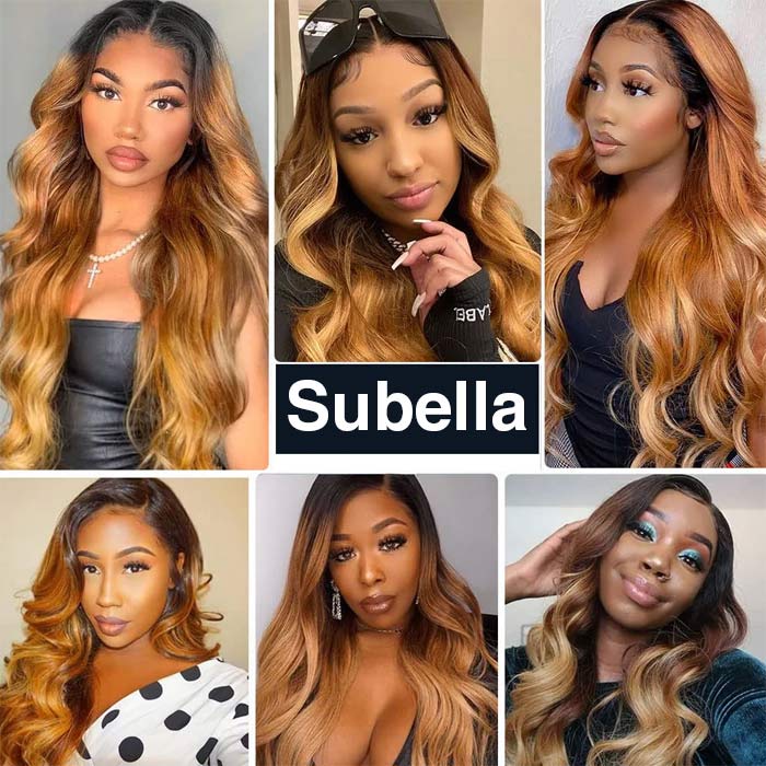 Ombre 1B/4/27 Three Tone Brazilian Body Wave Human Hair 3 Bundles