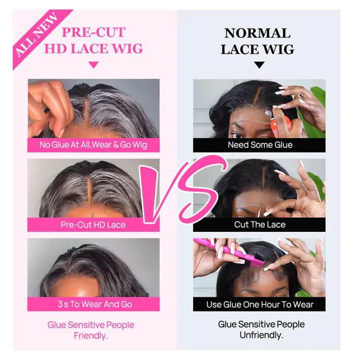 Put On And Go Pre-Cut 4x4 /13x4 HD Lace Wig Water Wave Human Hair Wig with Breathable Cap Easy to Install