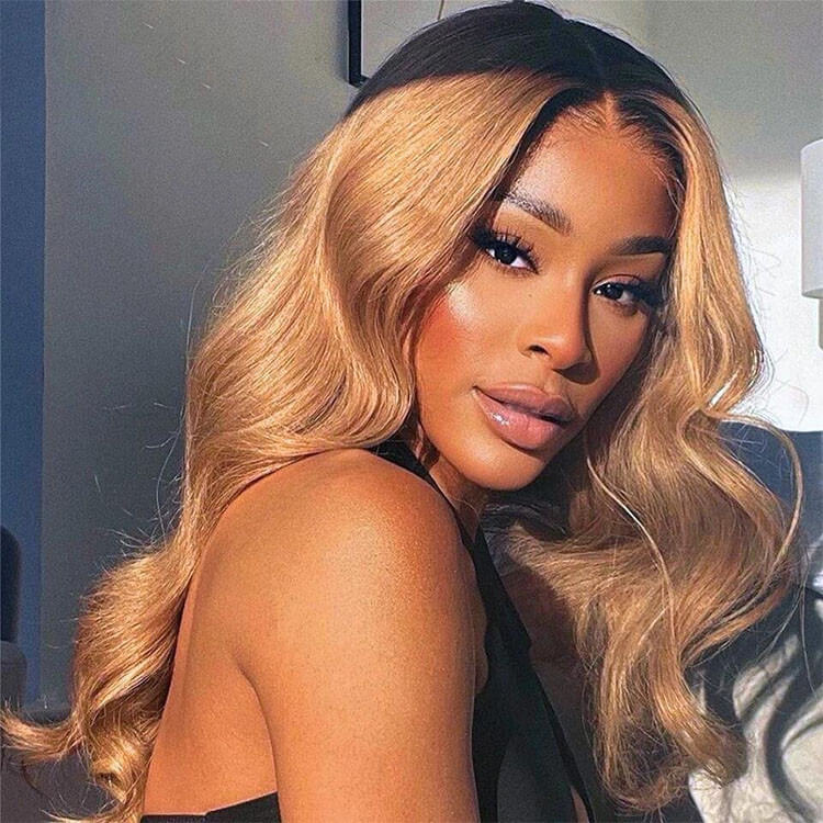 #27 Honey Blonde Body Wave Colored 13x4 HD Lace Frontal Wigs and 4x4 Lace Closure Wigs