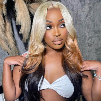 613 Blonde Ombre Lace Front Wig Brazilian Body Wave Human Hair Wigs Pre Plucked