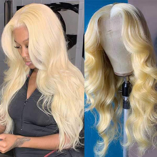 613 Blonde Wig Body Wave Wig 4x4 Lace Closure Wig HD Transparent Lace Wig