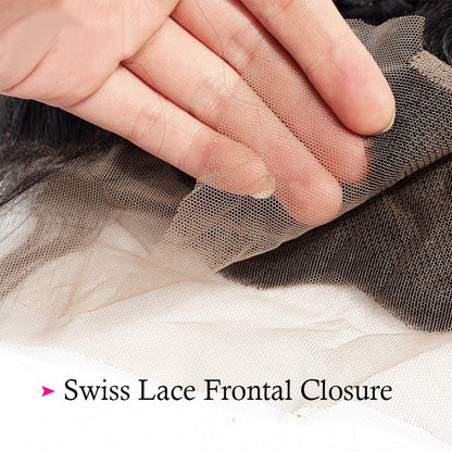 Brazilian Water Wave Virgin Hair Weave 3 Bundles With 13*4 Lace Frontal