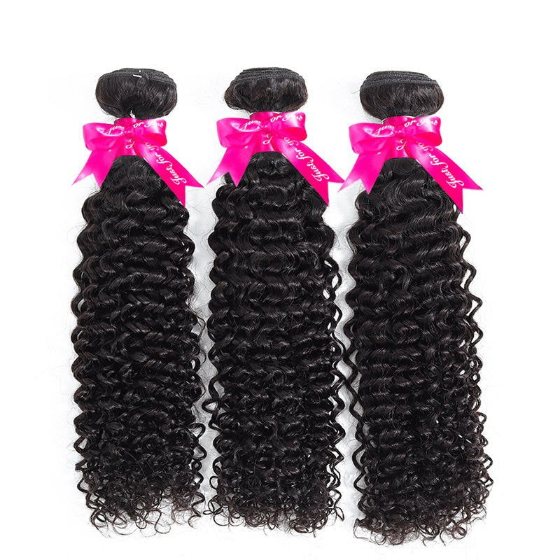 Kinky Curly Virgin Hair Weave 3 Bundles With 13*4 Lace Frontal