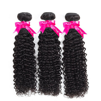 Kinky Curly Virgin Hair Weave 3 Bundles With 13*4 Lace Frontal