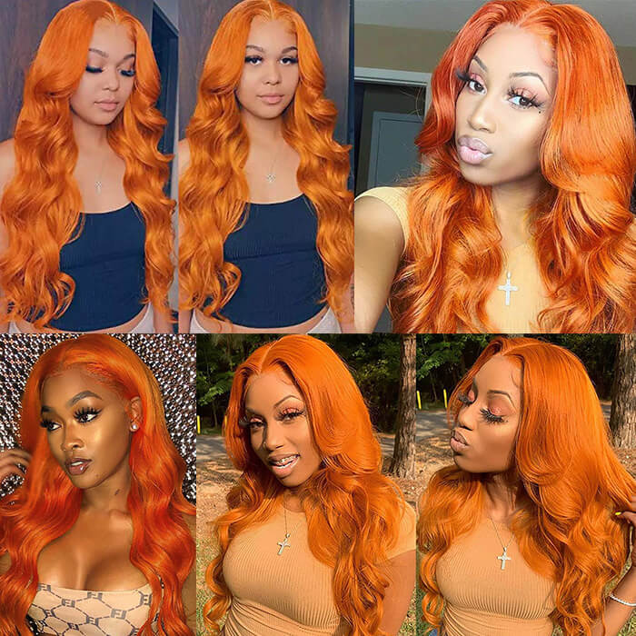 Ginger Color Body Wave Wig 13x4 Lace Front Wigs Glueless Human Hair Wig