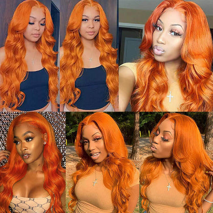 Ginger Color Body Wave Wig 13x4 Lace Front Wigs Glueless Human Hair Wig
