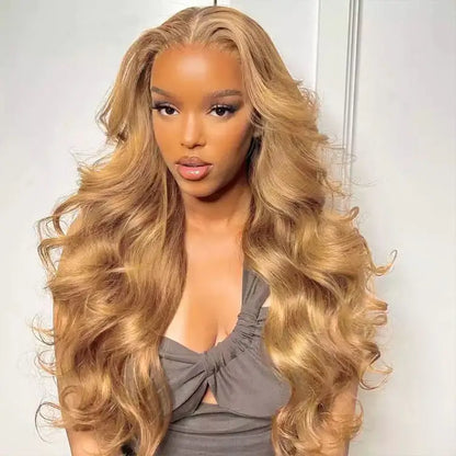 #27 Honey Blonde Body Wave Colored 13x4 HD Lace Frontal Wigs and 4x4 Lace Closure Wigs