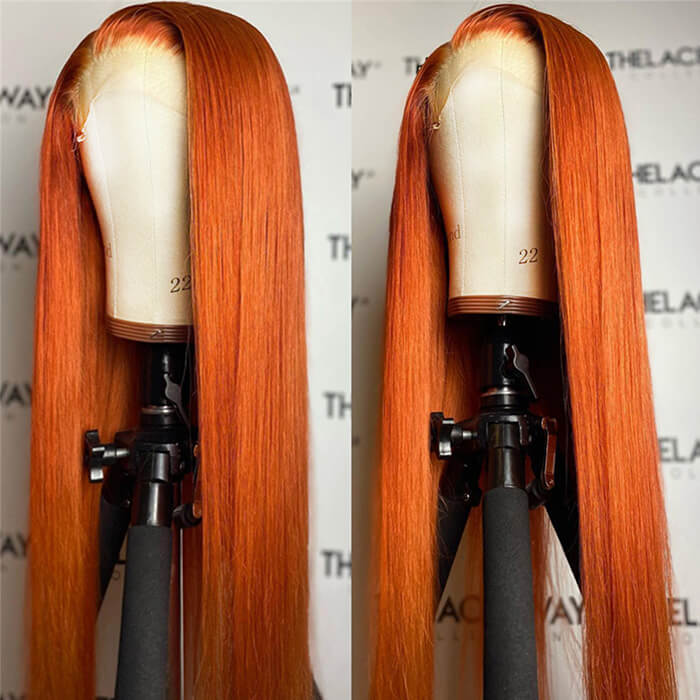 13x4 HD Lace Front Wigs Orange Ginger Color Straight Human Hair Wigs