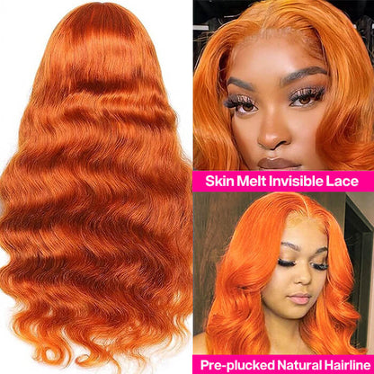 Ginger Color Body Wave Wig 13x4 Lace Front Wigs Glueless Human Hair Wig