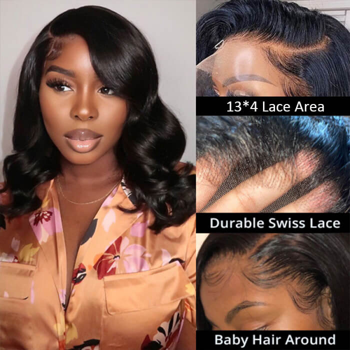 14"=$89 Body Wave Short bob Wigs 13x4 Lace Front Wigs Human Hair 100% Real Human Hair Wig Special Offer