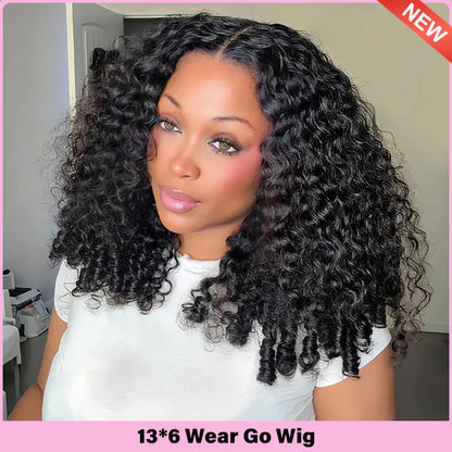 13x6 Burmese Curly Draw String Wear Go Wig HD Lace Bleached Knots Glueless Wig | BGMgirl Hair