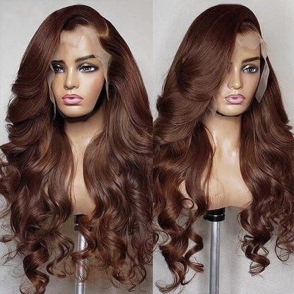Subella Body Wave Wig Human Hair Dark Brown Wig HD Lace Front Wig Colored Wigs