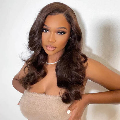 Subella Body Wave Wig Human Hair Dark Brown Wig HD Lace Front Wig Colored Wigs