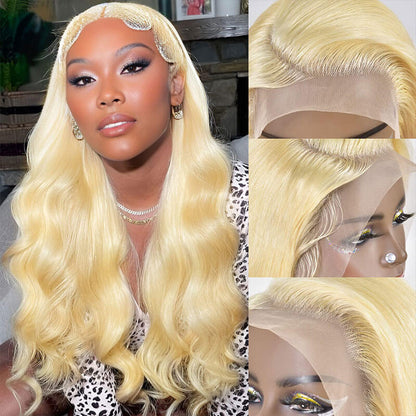 613 Blonde Color Body Wave Wig 13*4 HD Transparent Lace Frontal Human Hair Wigs For Women