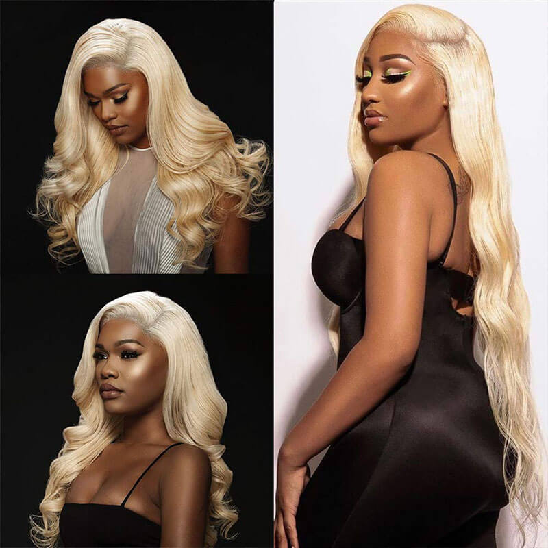 613 Blonde Color Body Wave Wig 13*4 HD Transparent Lace Frontal Human Hair Wigs For Women