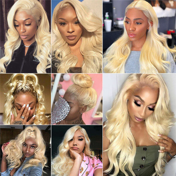 613 Blonde Color Body Wave Wig 13*4 HD Transparent Lace Frontal Human Hair Wigs For Women