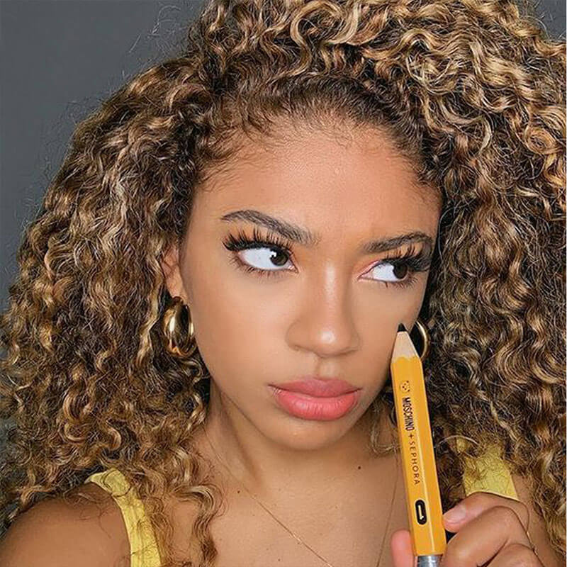 Subella 4/27 Highlight Wig Human Hair Brown Colored HD Transparent Lace Front Wig