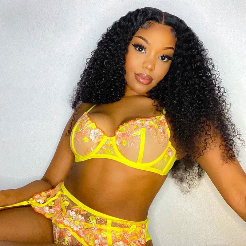 Kinky Curly HD Transparent Lace Wigs 13*4 Frontal Wigs Human Hair Wigs