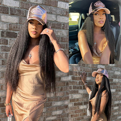 HD Transparent Lace Front Wig Kinky Straight Wig Human Hair For Women High Density