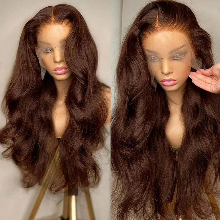 13x4 Lace Frontal Pre-All Glueless Wig Chocolate Brown Body Wave/Straight Ready & Go Human Hair Wigs Special Offer