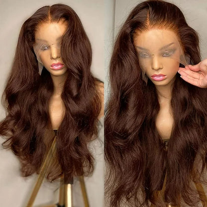 13x4 Lace Frontal Pre-All Glueless Wig Chocolate Brown Body Wave/Straight Ready & Go Human Hair Wigs Special Offer