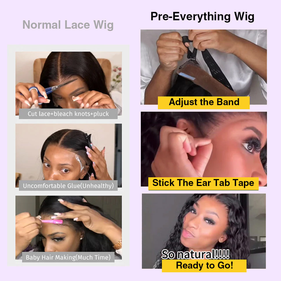 Pre Braided Glueless Wig 13x4 HD Lace Front Straight Human Hair Wigs Pre-All Wig