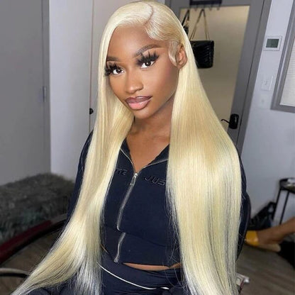 613 Honey Blonde Wigs Brazilian Straight HD Transparent 13x4 Lace Front Human Hair Wigs