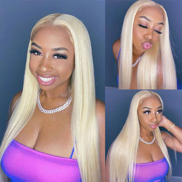 613 Honey Blonde Wigs Brazilian Straight HD Transparent 13x4 Lace Front Human Hair Wigs