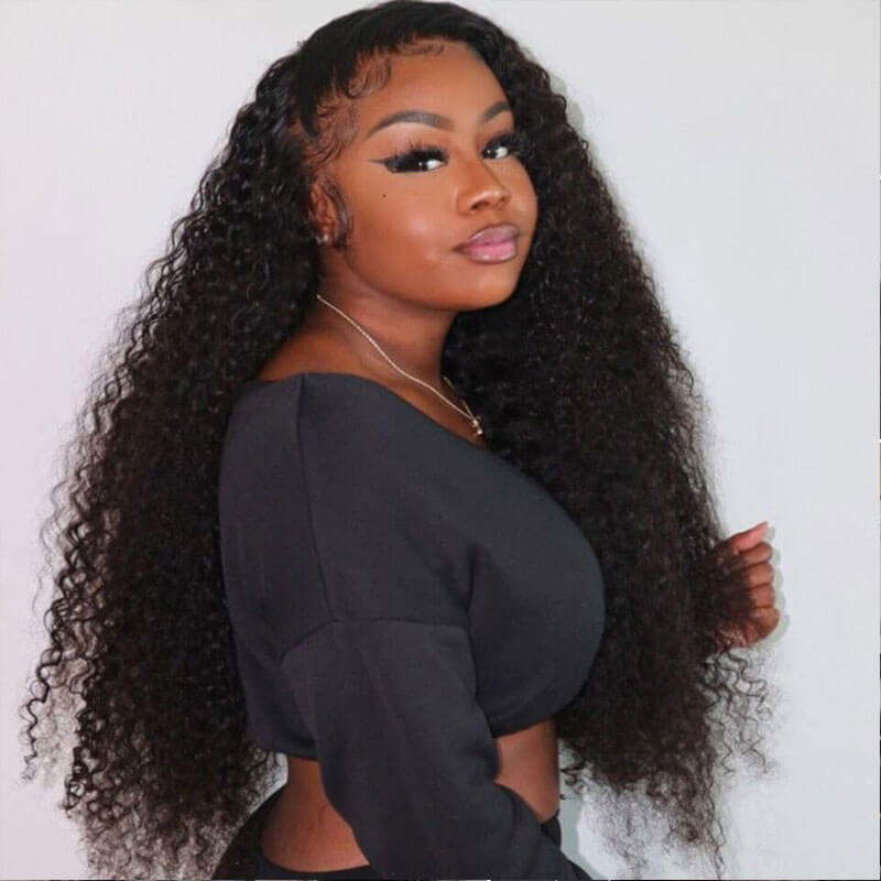 Subella  Curly Wig 100% Human Hair Swiss Lace Curly Hair 13*4 HD Transparent Lace Front Wig