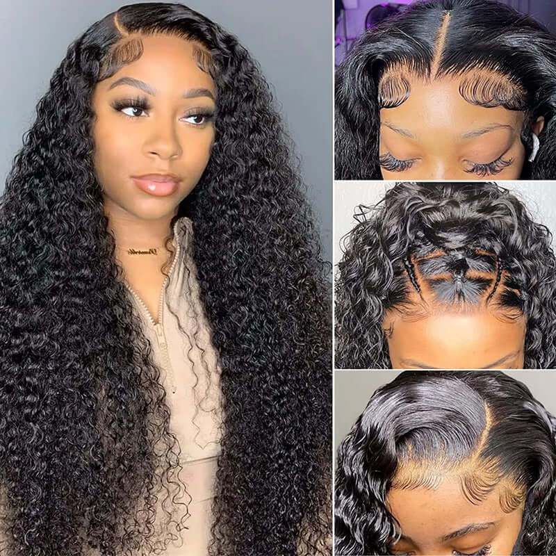 Subella  Curly Wig 100% Human Hair Swiss Lace Curly Hair 13*4 HD Transparent Lace Front Wig