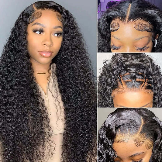 Subella  Curly Wig 100% Human Hair Swiss Lace Curly Hair 13*4 HD Transparent Lace Front Wig