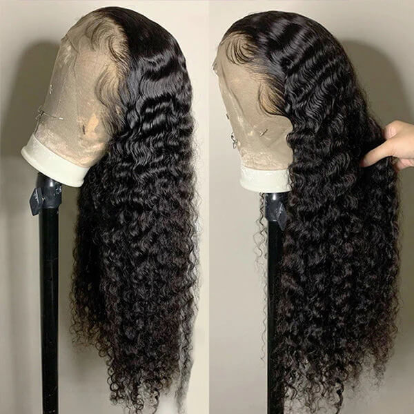 220% Density Deep Wave 13x6 Lace Frontal Wig 100% Human Hair Skin Melt HD Lace Wigs Special Offer