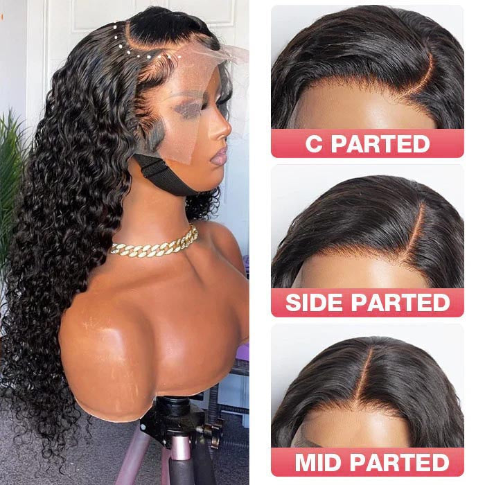 13x6 HD Full Lace Frontal Wigs Invisible HD Lace Deep Wave Front Wigs Pre Bleached Knots Plucked Hairline
