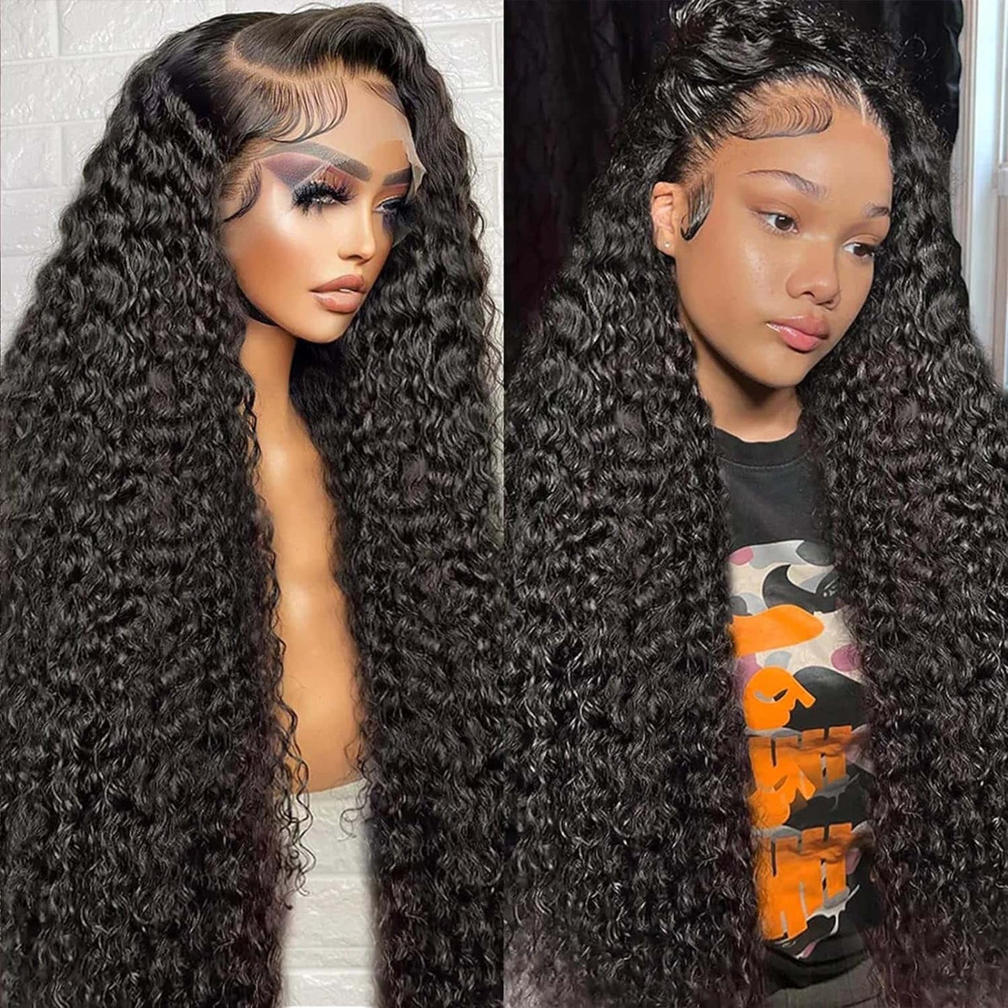 13x6 HD Full Lace Frontal Wigs Invisible HD Lace Deep Wave Front Wigs Pre Bleached Knots Plucked Hairline