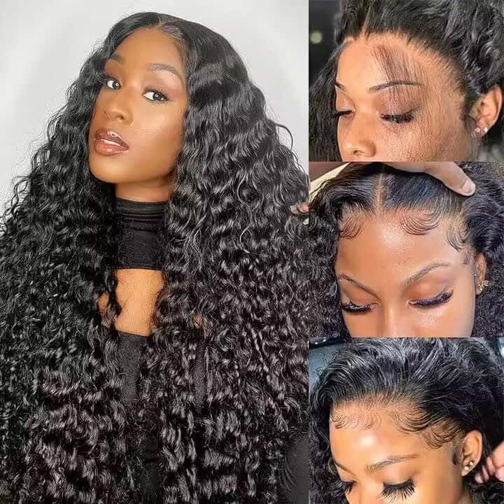 13x6 HD Full Lace Frontal Wigs Invisible HD Lace Deep Wave Front Wigs Pre Bleached Knots Plucked Hairline