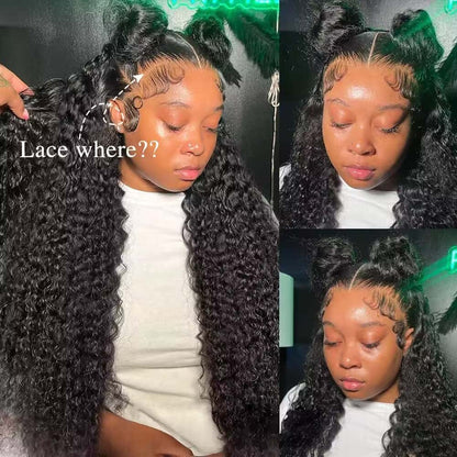 13x6 HD Full Lace Frontal Wigs Invisible HD Lace Deep Wave Front Wigs Pre Bleached Knots Plucked Hairline