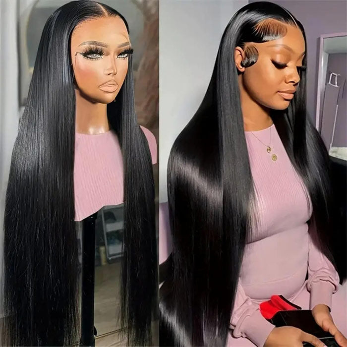 13x6 HD Full Lace Frontal Wigs Invisible HD Lace Straight Front Wigs Pre Bleached Knots Plucked Hairline