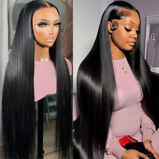13x6 HD Full Lace Frontal Wigs Invisible HD Lace Straight Front Wigs Pre Bleached Knots Plucked Hairline