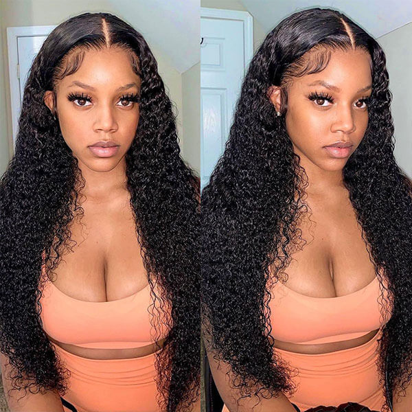 13x6 Lace Front Wig Curly Human Hair Wig HD Transparent Kinky Curly Lace Front Wig