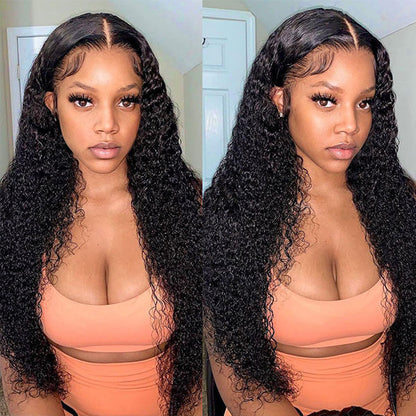 13x6 Lace Front Wig Curly Human Hair Wig HD Transparent Kinky Curly Lace Front Wig