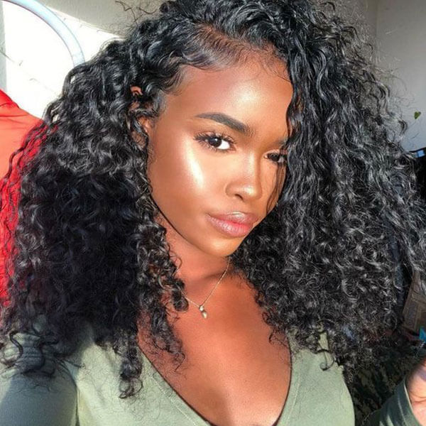 13x6 Lace Front Wig Curly Human Hair Wig HD Transparent Kinky Curly Lace Front Wig