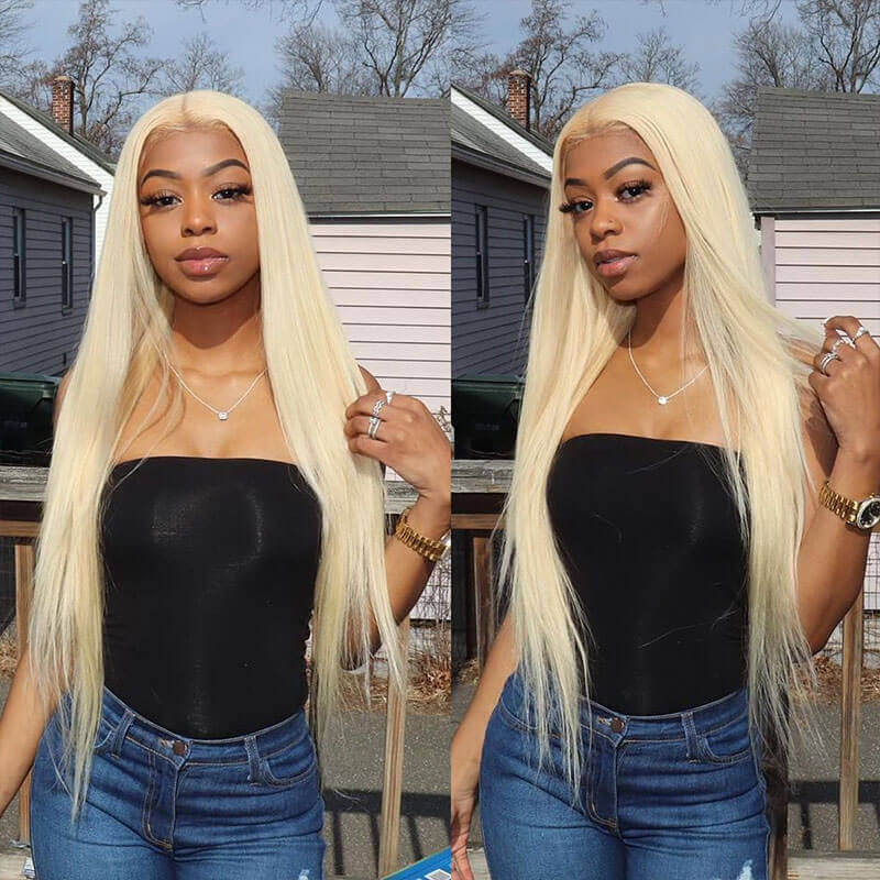 613 Blonde 13x6 HD Lace Front Human Hair Wigs Pre Plucked Straight Wig
