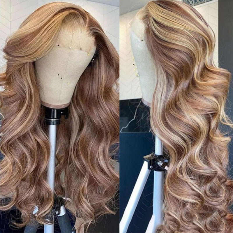 Highlight #P18/613 Ash Blonde Human Hair Wigs Body Wave Wigs Blonde Hair With Highlights